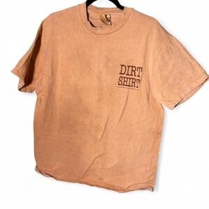 Orange cotton t-shirt with "Dirt Shirt" graphic size L